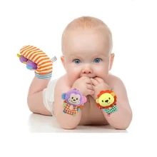 Happy Monkey 2pcs pair Animal Baby Socks Baby Rattle Toys Bed Bells For Newborn Infant Brinquedos