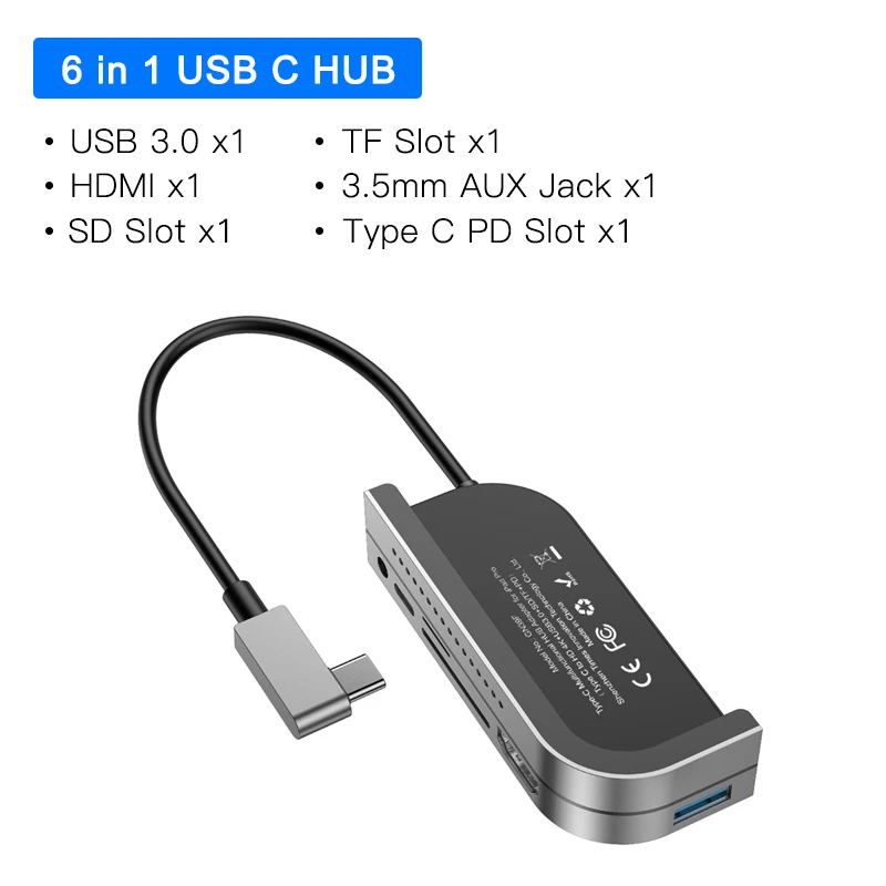 Baseus USB C концентратор USB 3,0 HDMI usb-хаб для iPad Pro type C концентратор для MacBook Pro док-станция мульти 6 портов usb type-C концентратор - Цвет: 6 In 1 USB C Hub