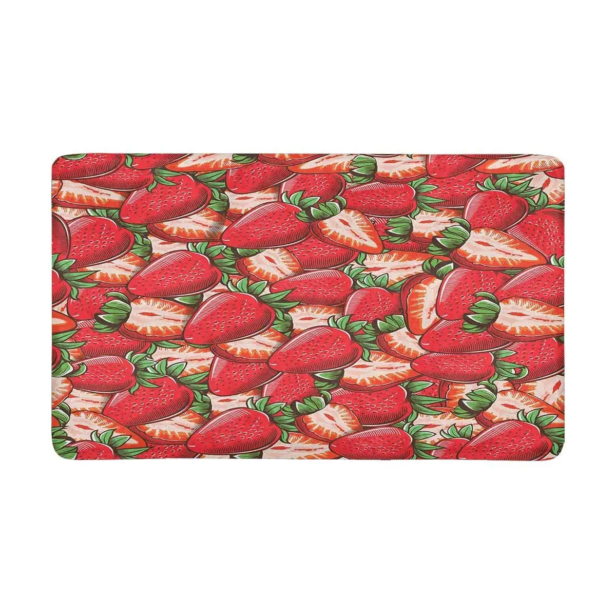 Vintage Strawberry Pattern Indoor Doormat Latex Backing Non Slip