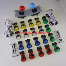 New 2 Player Arcade DIY Kits Control Parts 2x USB Encoder To PC Joystick + 2 X 5 Pin Rocker + 20 X LED Illuminated Push Buttons