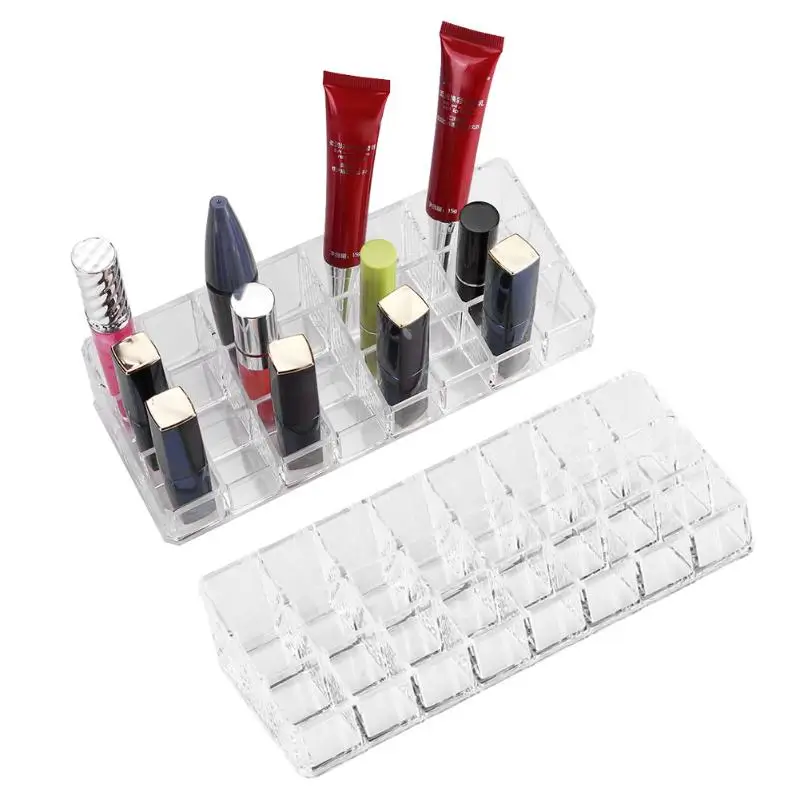 24 Lipstick Holder Display Stand Transparent Acrylic Cosmetic Organizer