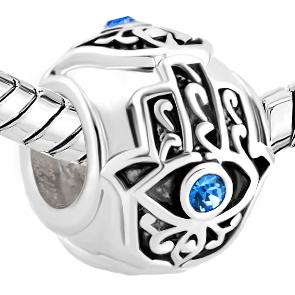 

free shipping christmas gift 1pc evil eye hand bead charms fit european pandora style bracelet A248