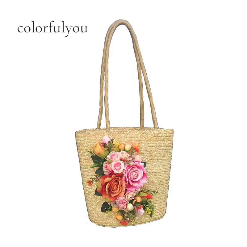 straw tote bag with zipper