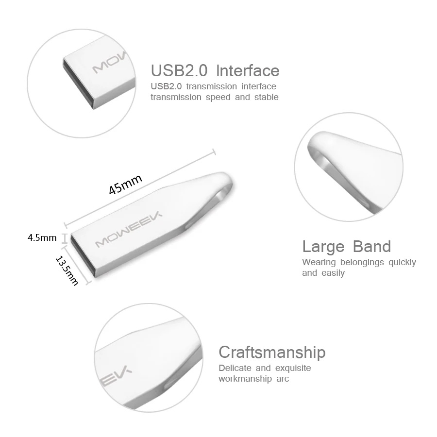 Moweek Mini 2,0 USB флэш-накопитель, высокое качество, металлическая ручка, реальная емкость, 4 ГБ, 8 ГБ, 16 ГБ, 32 ГБ, 64 ГБ, карта памяти, маленький u-диск