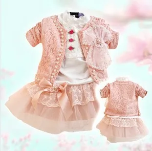 Anlencool/весна; roupas infantil Meninas; ; одежда для малышей; комплект одежды для девочек; хлопковый костюм из трех предметов с жемчужной юбкой для девочек - Цвет: pink