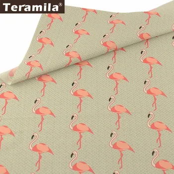 

Teramila Brown Dots Bottom DIY Clothes Tecido 100% Cotton Twill Fabric Tissu Crafts Bedding Red-crowned crane Telas Patchwrok