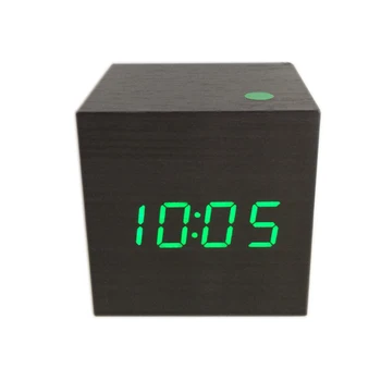 

2019 HOT! Mini sound control Alarm Clock Wooden clocks,LED display with Thermometer & Calendar,digital cube clocks SKU-NOABEQ