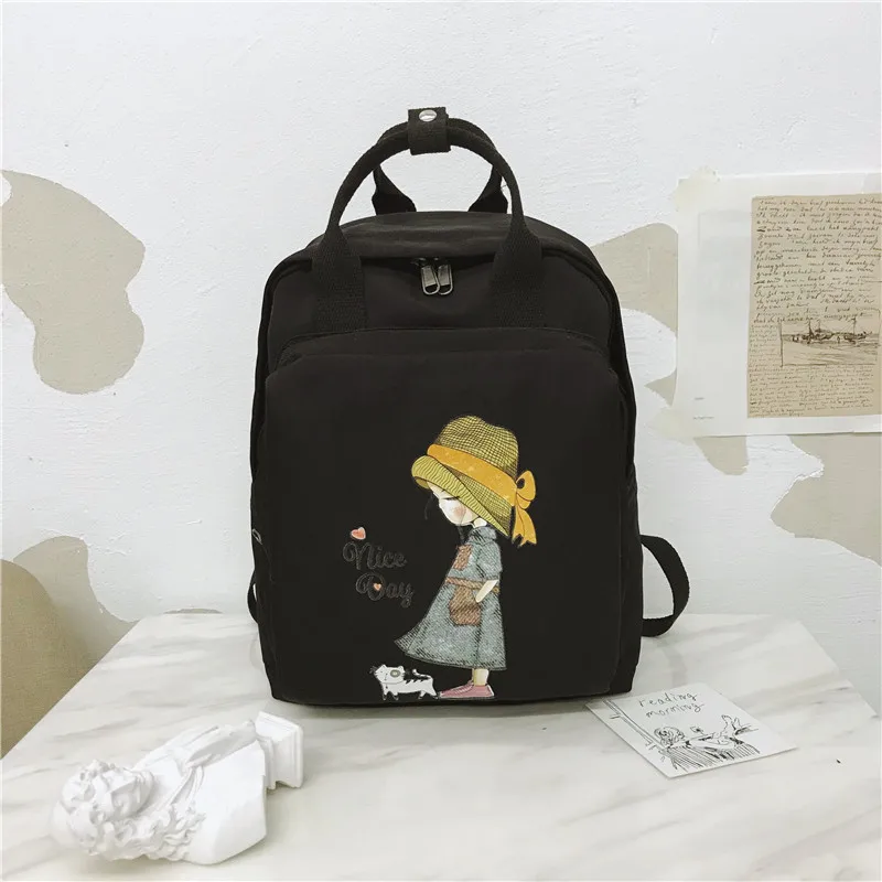 Harajuku Ulzzang, водонепроницаемый нейлоновый женский рюкзак, корейский стиль, школьная сумка для девочек-подростков, фирменный дизайн, рюкзаки для путешествий, mochila - Цвет: Black 1