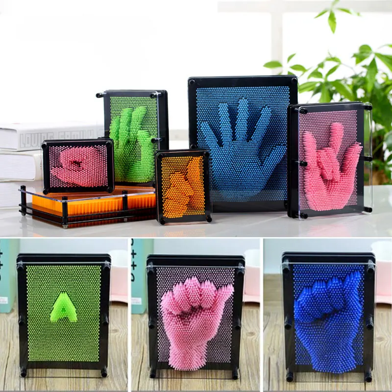 

Plastic Toy Funny Game Pinart DIY 3D Clone Shape Pin Art Shoumo Colorful Needle Child Get Face Palm Model Home Decoration Gifts