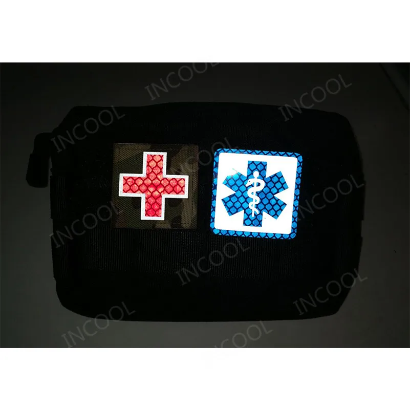 Reflective Medic Red Cross EMT Star of Life Embroidery Patch Military Morale Patches Tactical Emblem Applique Embroidered Badges