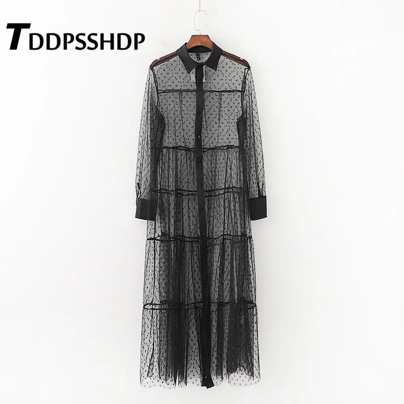 

Black Color Transparent Women Dress Sunscreen Summer Vacation Female Dresses