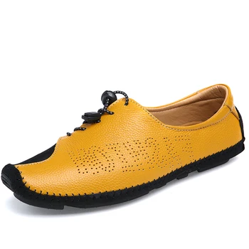 

Nice New Arrival Fashion Slip On Style Mens Driving Shoes Round Toe Breathable Comfortable Soft Cow Leather No-Slip Sole Flats