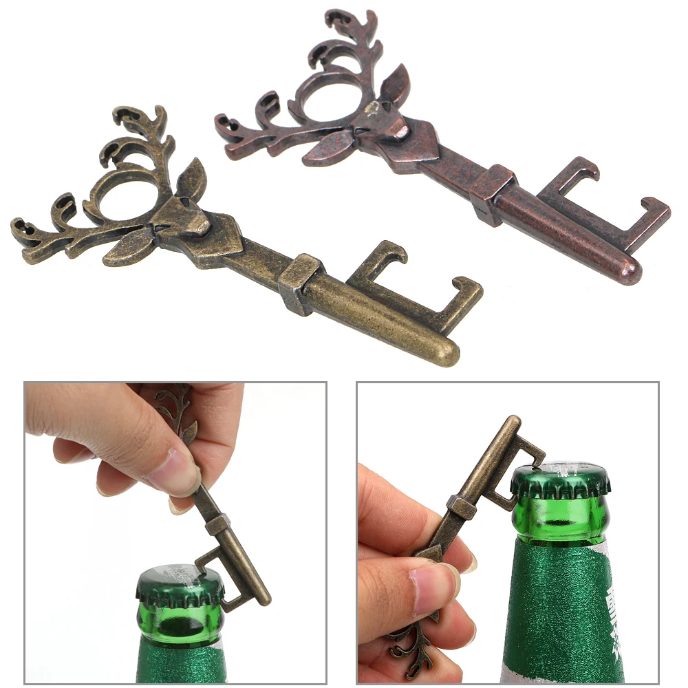 

NICEYARD Beer Bottle Opener Key Deer Head Bottle Opener Zinc Alloy Bronze and Copper Color Retro Creative Christmas Gift