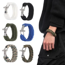 Регулируемый 23 см мужской аварийный плетеный браслет из нержавеющей стали, походный Кемпинг-параккорд