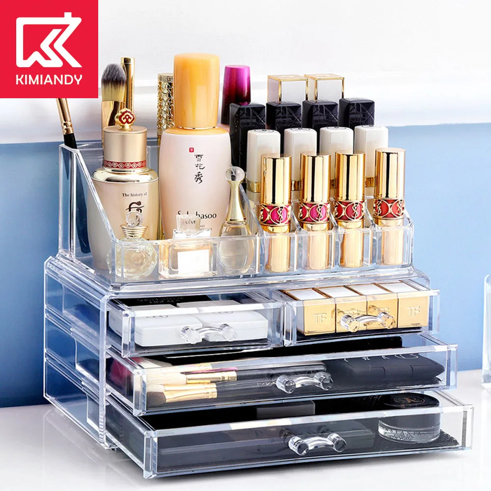 KIMIANDY Transparent Plastic Home Drawer Desk Desktop Storage Box