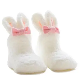 

New Winter Coral Fleece Baby Girls Socks Newborn Soft Cute Rabbit Baby Socks Thickening Soft Cute Bunny Ear S And M
