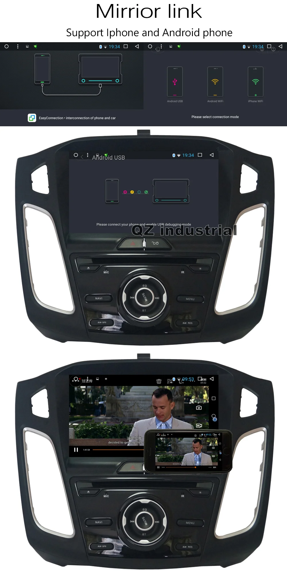 Cheap QZ industrial HD 9inch IPS Android 8.1 for Ford Focus 2012-2015 Car DVD player with Radio Navigation GPS 3G 4G Wifi BT RDS Map 10