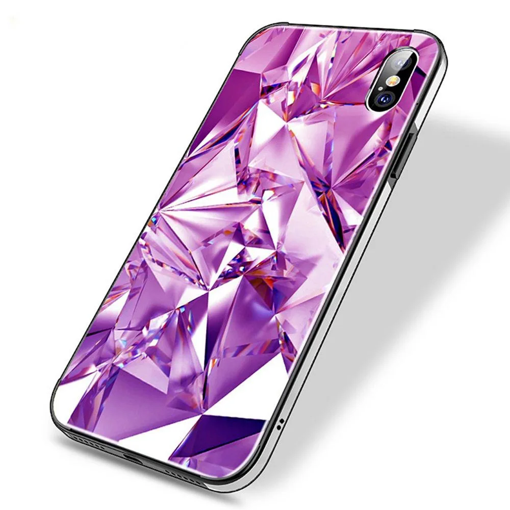 Роскошный чехол из закаленного стекла для iphone 7 8 Plus X стеклянный металлический