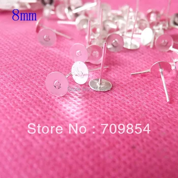 

free shipping!!! 2000pcs/lot silver plated 8mm earing hooks wires jewelry findings ear post