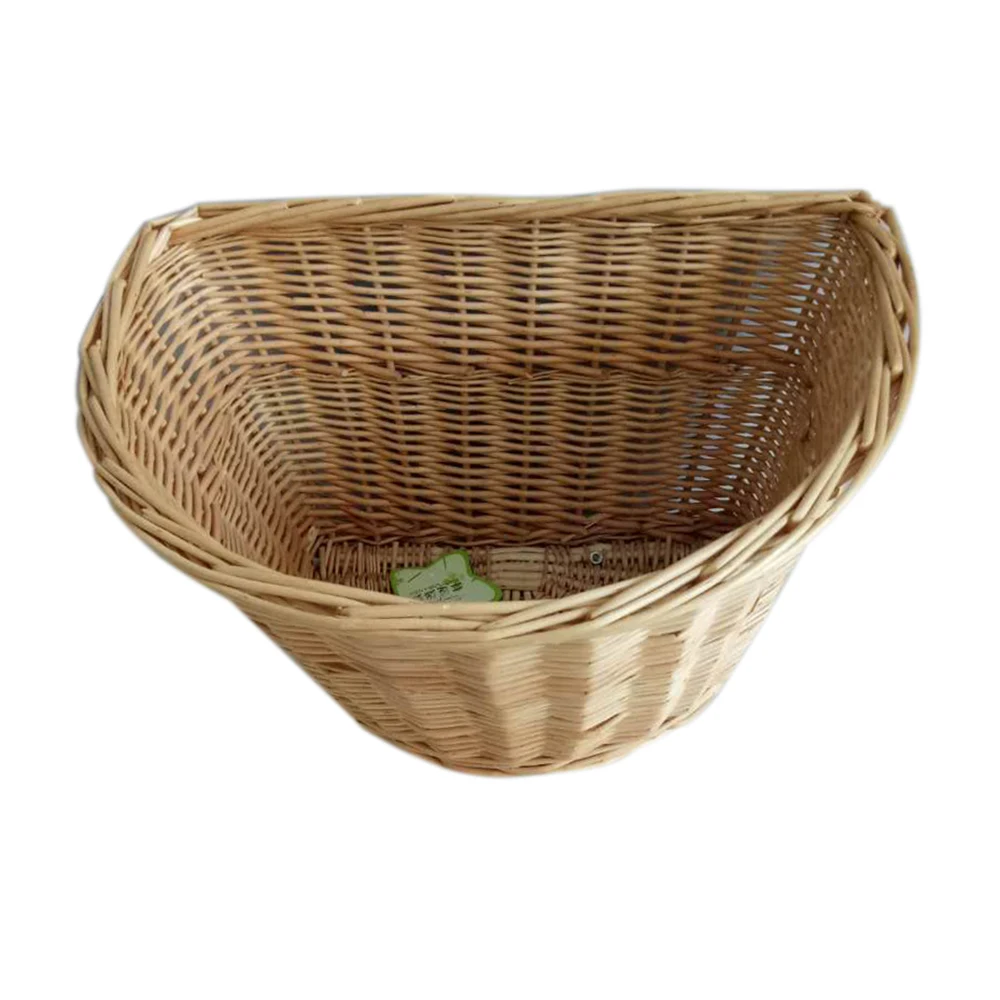 Bicycle Front Basket Retro, Handmade, Wicker Handlebar Pannier Cycling Carrying Holder Bike Basket Baggage Bag with Leather Str