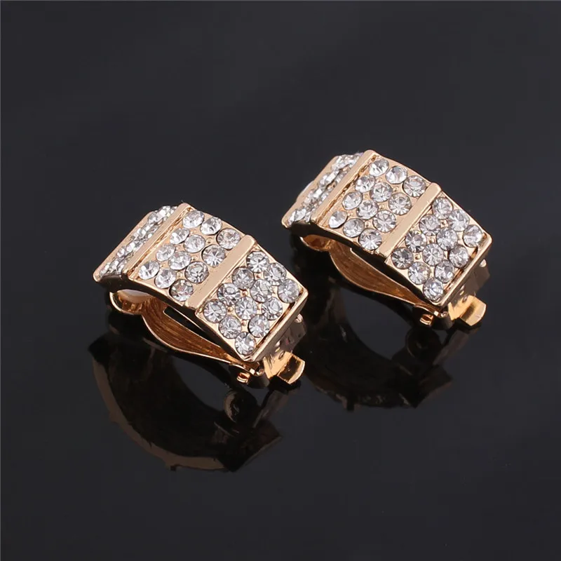 geometric shape vintage clip on earrings for women rhinestone earrings  (14)