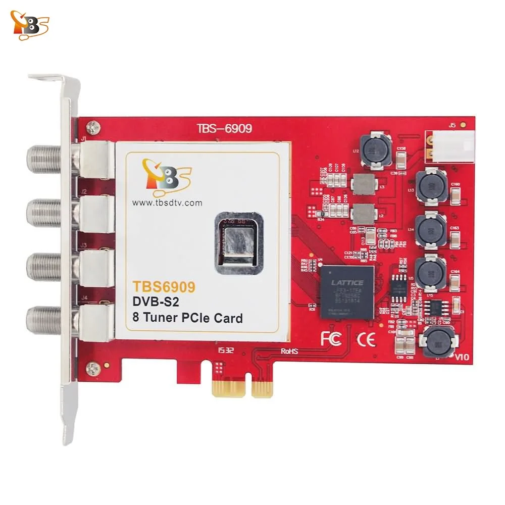 Восьмитюнер TBS6909 DVB-S/S2 8 ТВ-тюнер PCIe карта для просмотра и записи спутник FTA каналов/радиопрограмм на ПК