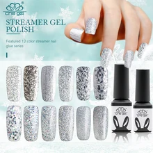 

Che Gel Silver Glitter UV Gel Polish Nail Shimmer Soak Off Nail Varnish Sequins Bling Sparkle Removable Gel Nails Polish Beauty