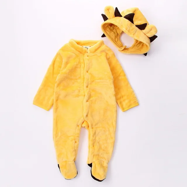 

Christmas cute animal flannel long sleeve jumpsuit and hat