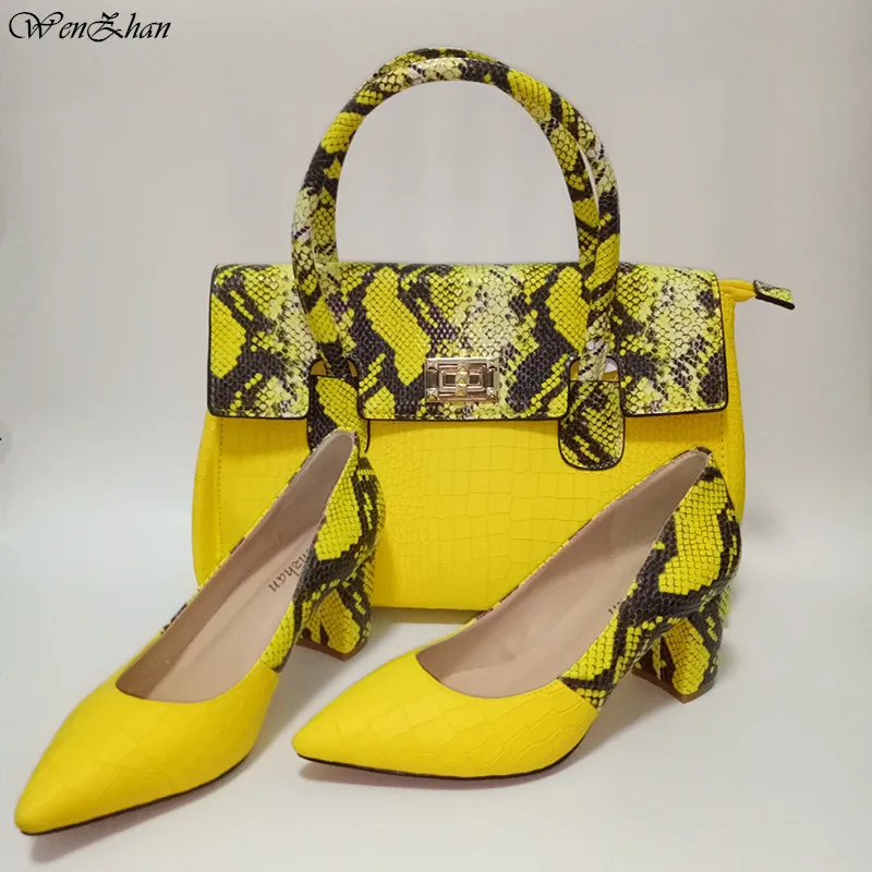 Желтая Женская сумочка; обувь из смешанной кожи; мягкая обувь хорошего качества с большой сумкой; Лидер продаж! Большие размеры 36-43, WENZHAN A93-19