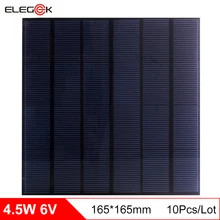 ELEGEEK 10pcs 4.5W 6V Monocrystalline Solar Panel Solar Cell Mini Solar Module DIY for Test and Solar system 165*165mm