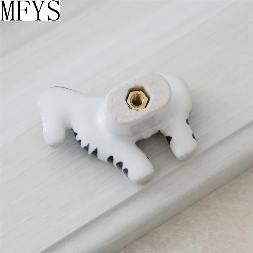 Kids Dresser Knob Drawer Handles Ceramic Zebra Black White Kid