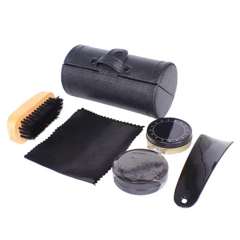 

6pcs/Set Portable Leather Shoes Brush Care Tool Polish Clean Box Travel Kit Shoehorn Brushes Care Men Cleaning Polish Tools