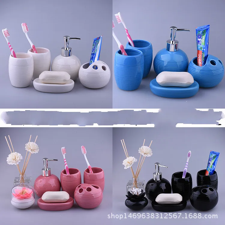 

Household bathroom five-piece bathroom set brushing cup ceramic kit wholesale bathroom supplies kit knot new wedding
