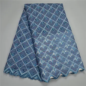 

blue African Organza Lace Fabric 2018 High Quality French Guipure Lace Fabric New Arrival Sequins Lace Fabric For Party