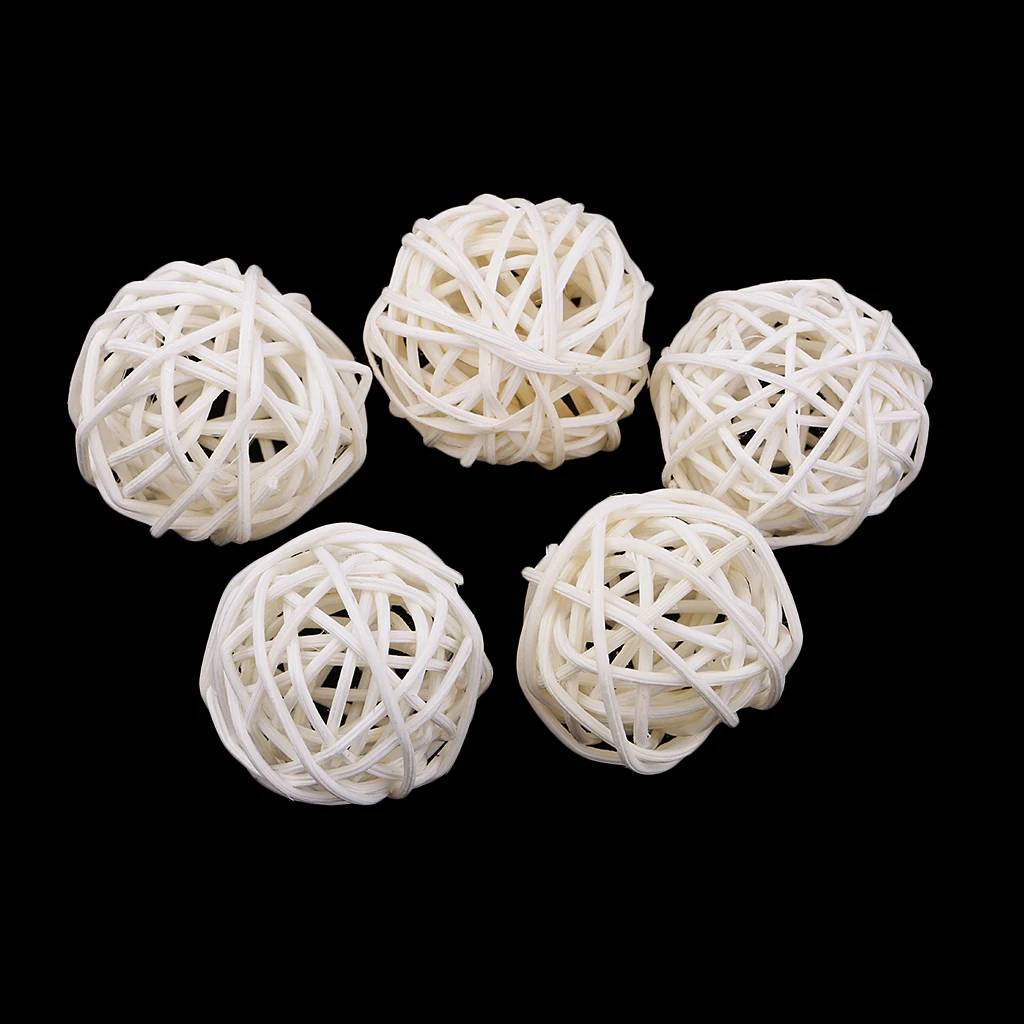 30Pieces 3cm Rattan Wicker Balls White Brown Natural Colors for Home Wedding Party Rustic Decorations, Vase Fillers, Bird Toys
