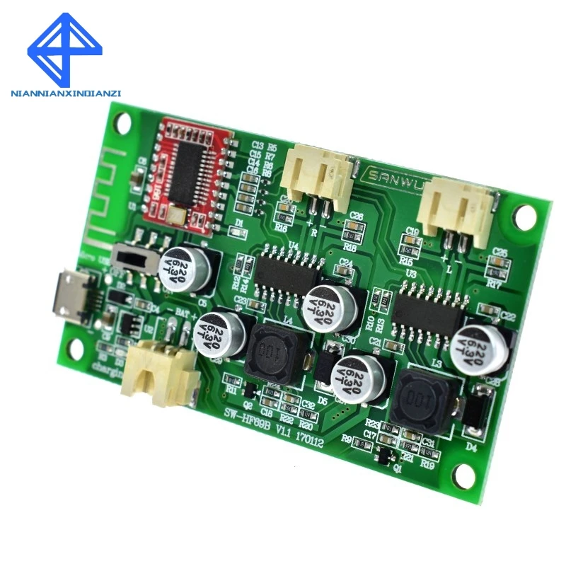DC 5V 6W X 2 канальный стерео Bluetooth усилитель плата литиевая батарея питание для