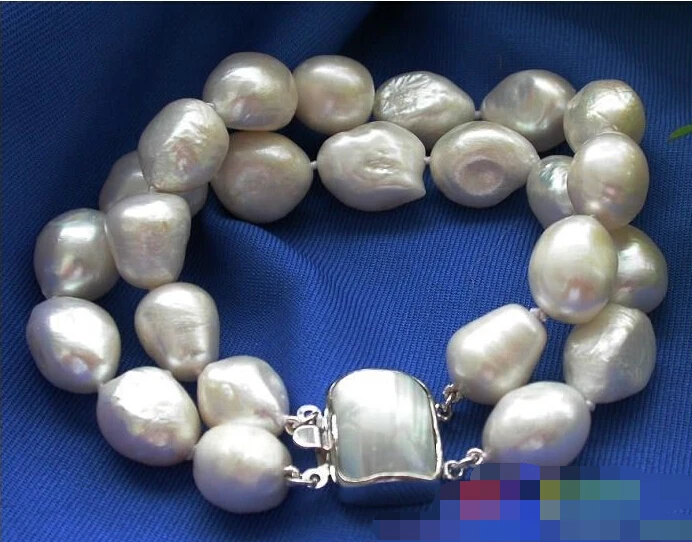 

Hot sell Noble- FREE SHIPPING>>>@@ 0952 2ROW 8" BAROQUE WHITE CULTURED PEARL BRACELET