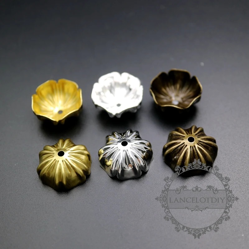 

17mm silver,bronze,raw brass filigree glass dome beads cap DIY custom beading supplies findings 1568004