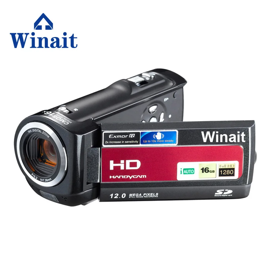 Winait Мули-язык цифровая видеокамера с ЖК-дисплей Дисплей строить-в Динамик 16X цифровой зум