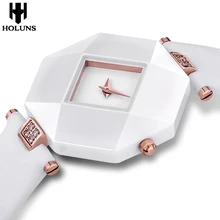 Mode sexy femmes robe saphir en céramique montres grand cadran Carré noir blanc Étanche Antichoc relogio feminino Livraison 2016