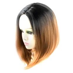 Прямые боб парики из синтетических волос Черный Розовый Ombre волосы короткие вечерние парик для студенческой вечеринки для Для женщин