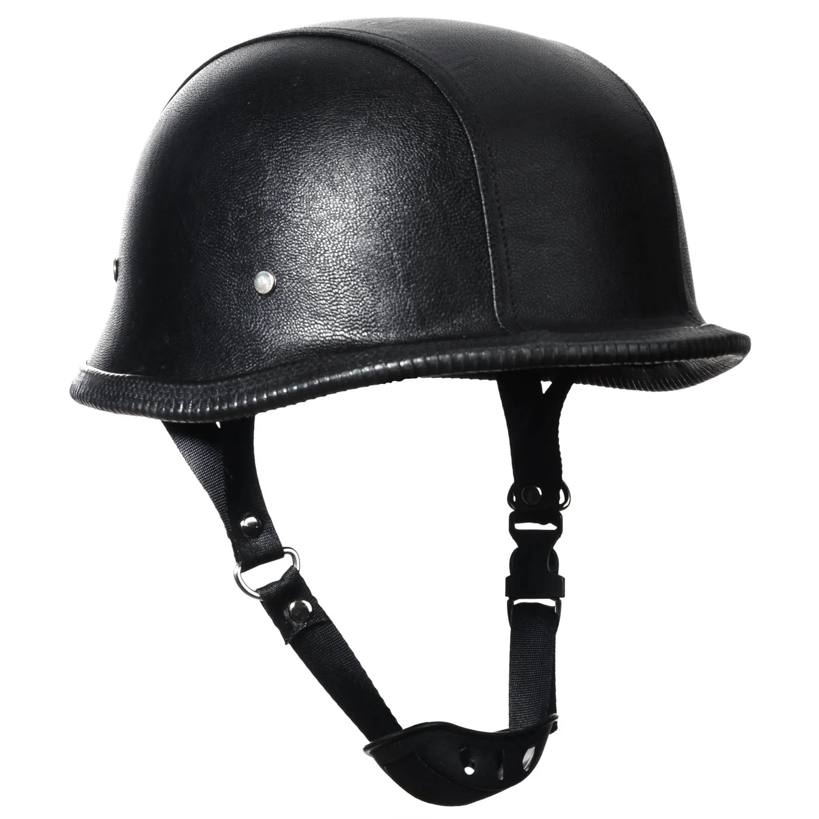

Mayitr 2017 Black DOT German WWII Style Padded Motorcycle Half Helmet leather sponge For Chopper Motorcycle Biker Pilot L