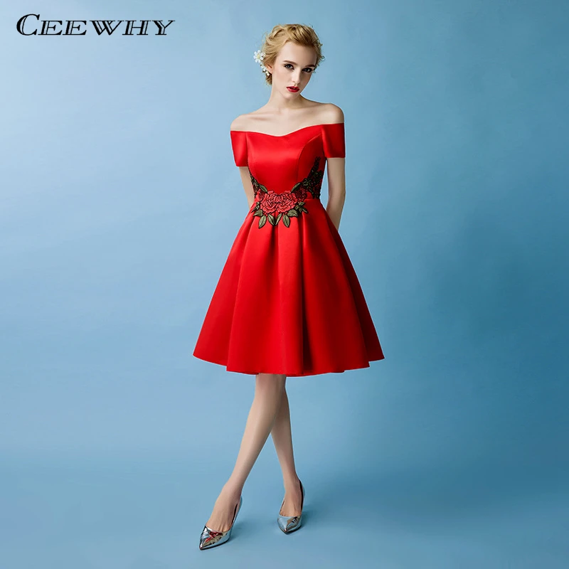 CEEWHY Short Sleeve Formal Dress Elegant Robe de Cocktail Longueur Genou Knee Length Dresses Summer Vestido Festa | Свадьбы и
