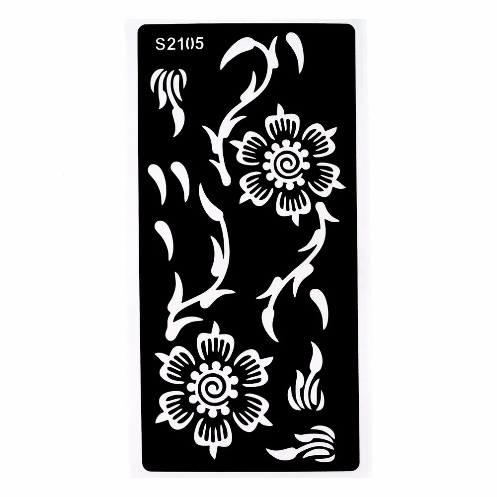 1 Piece Henna Tattoo Stencil Hollow Black Flower Petal Grass Airbrush Painting Women Body Art Henna Tattoo Stencil Fashion S2105