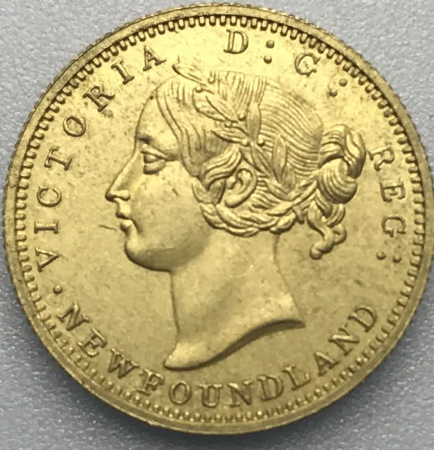 Canada 1872 Victoria Newfoundland 2 Dollars Two Hundred Cents One Canada 1872 Victoria Newfoundland 2 Dollars Two Hundred Cents One Pence Gold Crafts Br Metal Copy Coin