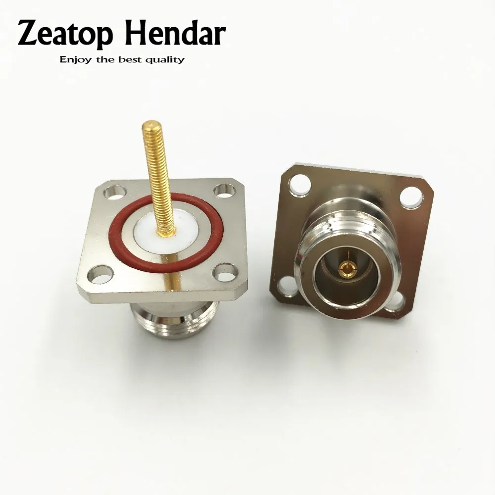 2Pcs Brass N Female Jack with 4 Hole Flange Long Solder PCB Panel Mount