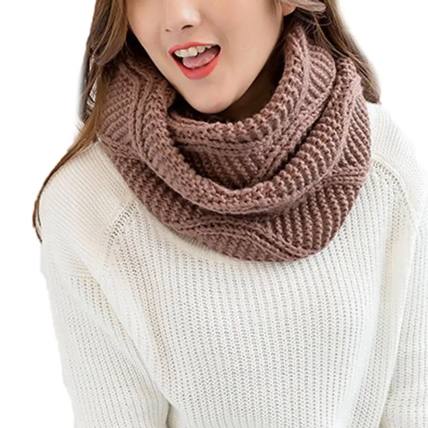 Модный женский теплый вязаный шейный круг капюшон шарф-хомут для девочек многоцелевой шарф из акриловых волокон женский шейный платок глушитель 30*120 см - Цвет: Coffee