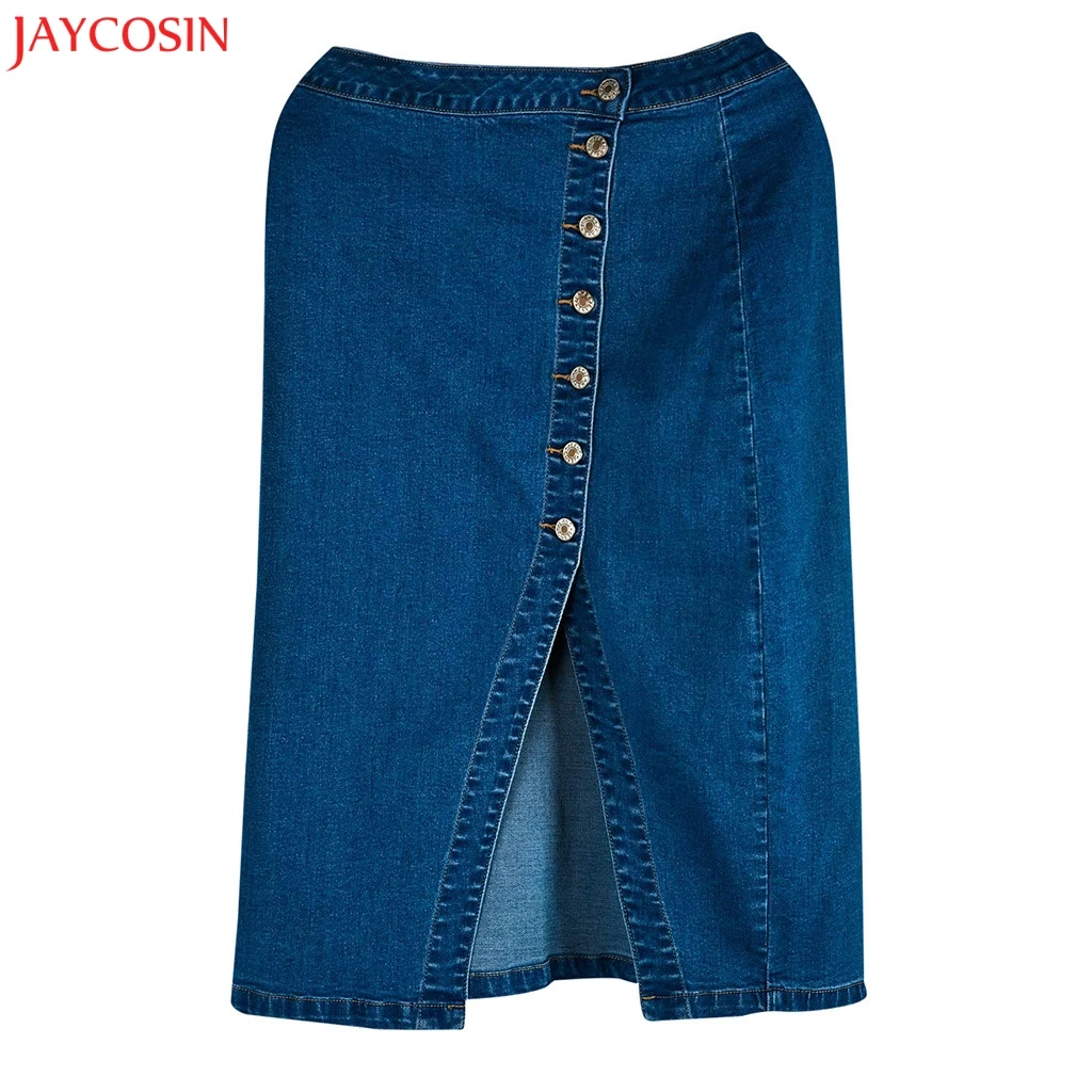 Women Denim Pencil Skirt High Waisted Blow Knee Blue Jeans ...