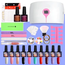 Гель для ногтей маникюрный набор для ногтей набор 10 цветов УФ-Гель-лак 36 Вт УФ светодиодный лампа Сушилка УФ-гель для ногтей инструменты для дизайна ногтей набор гелей для ногтей