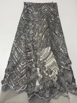 

Beautifical guipure lace fabric 2019 african cord lace fabrics grey wedding gold cord lace 5yards high quality 3d flowers lace